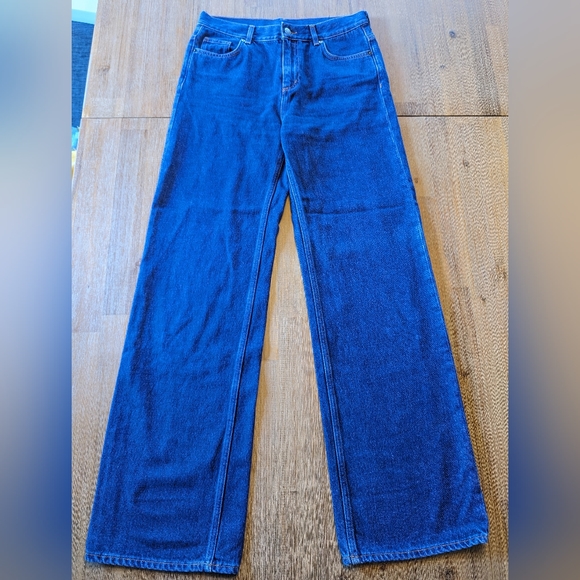 COS Denim - COS 100% cotton Relaxed Straight Wide Leg High Rise Blue Jeans size 29